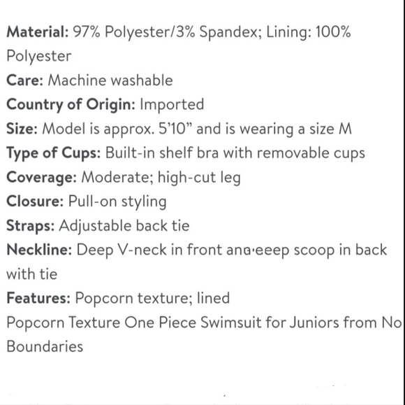 No Boundaries Juniors One Piece Black Crinkle Textured Swimsuit NWT - Picture 8 of 12